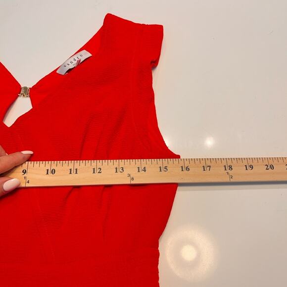 Sandro Red Textured Fit and Flare Mini Dress Small - Picture 11 of 12